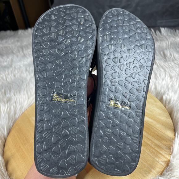 Brighton Bowie Wedge Flip Flops Womens Size 9 Black Bow with Bling Dressy Glam - Picture 9 of 14